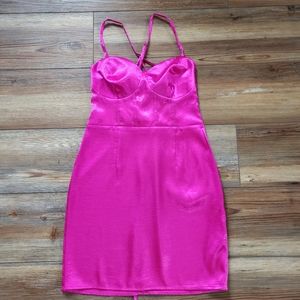 Wild Fable Corset Dress Womens XXS Hot Pink Satin NEW